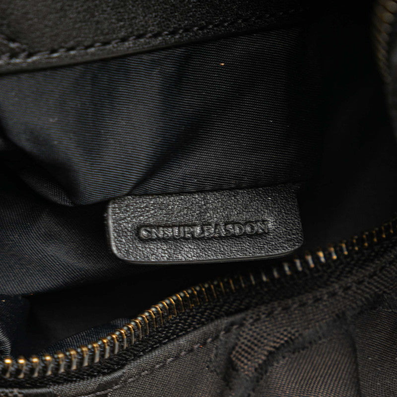 バーバリー パディ TB柄 斜め掛け ショルダーバッグ ブラック ブラウン コットン レザー レディース BURBERRY 【中古】