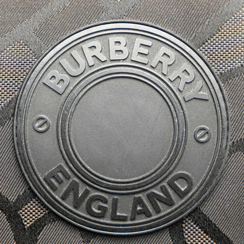 バーバリー パディ TB柄 斜め掛け ショルダーバッグ ブラック ブラウン コットン レザー レディース BURBERRY 【中古】