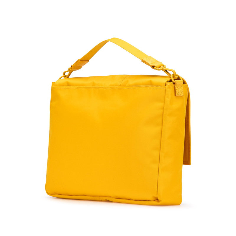 フェンディ バゲット 斜め掛け メッセンジャーバッグ ショルダーバッグ 7VA536 イエロー ナイロン レザー レディース FENDI 【中古】