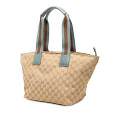 グッチ GGキャンバス トートバッグ ショルダーバッグ 131230 ベージュ ブルー キャンバス レザー レディース GUCCI 中古