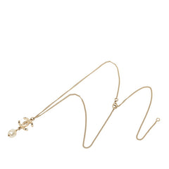 シャネル ココマーク ペンダント ネックレス 12A ゴールド メッキ ラインストーン フェイクパール レディース CHANEL 【中古】