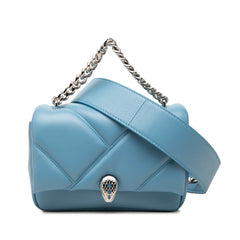 ブルガリ セルペンティ カボション ハンドバッグ ショルダーバッグ 2WAY ミニ ブルー レザー レディース BVLGARI 中古