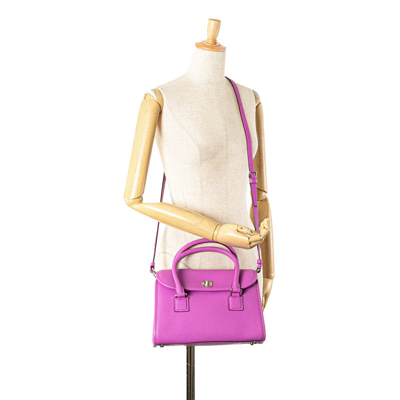 ロエベ アナグラム アラモ28 ショルダーバッグ ハンドバッグ 2WAY パープル レザー レディース LOEWE 【中古】