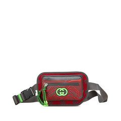 グッチ GGナイロン ベルトバッグ ボディバッグ ウエストバッグ 752102 レッド グレー ナイロン ラバー レディース GUCCI 中古