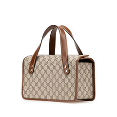 グッチ GGスプリーム ホースビット ハンドバッグ 627323 ブラウン ベージュ PVC レザー レディース GUCCI 【中古】
