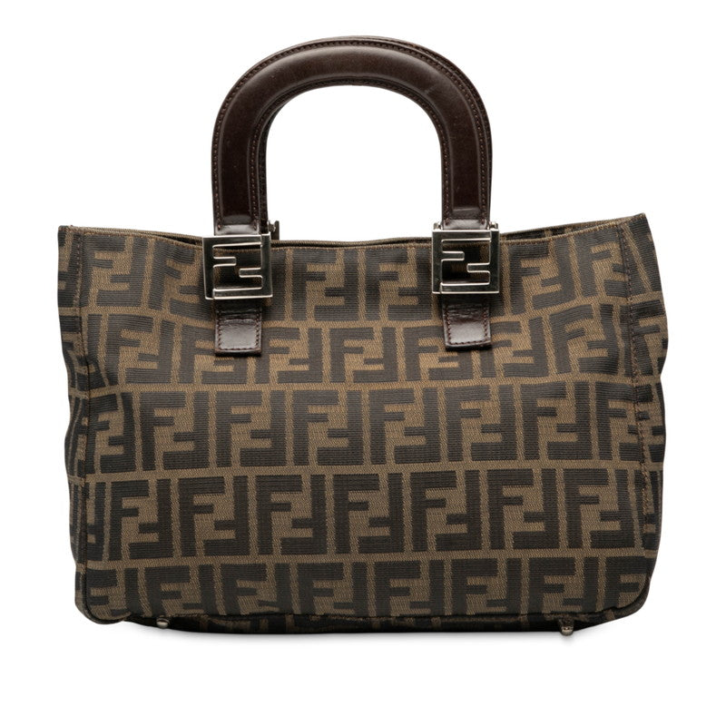 フェンディ ズッカ ハンドバッグ ブラウン キャンバス レザー レディース FENDI 【中古】