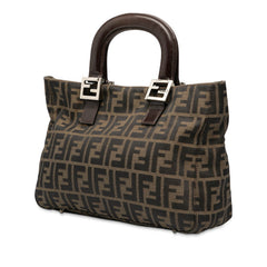 フェンディ ズッカ ハンドバッグ ブラウン キャンバス レザー レディース FENDI 【中古】