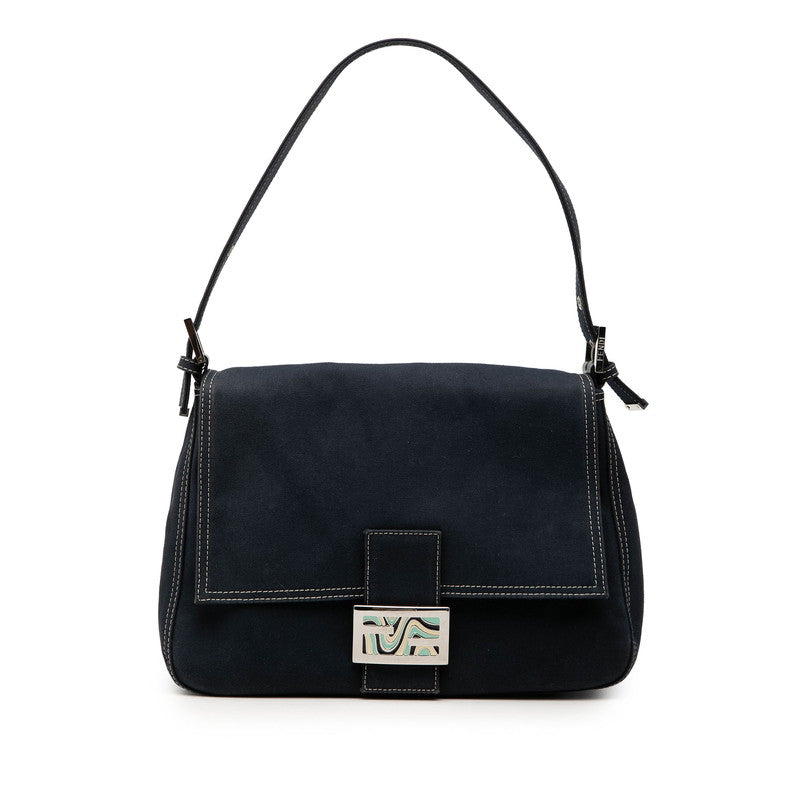 フェンディ マンマバケット ショルダーバッグ ワンショルダー ブルー キャンバス レディース FENDI 【中古】