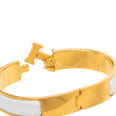 エルメス クリックH PM ブレスレット バングル ゴールド ホワイト メッキ レディース HERMES 中古