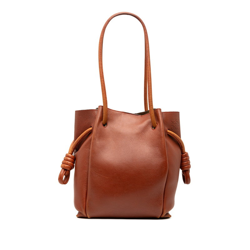 ロエベ アナグラム フラメンコノット トートバッグ ショルダーバッグ ブラウン レザー レディース LOEWE 【中古】