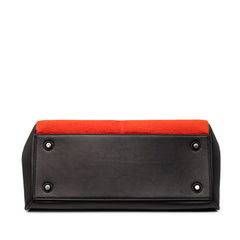 セリーヌ エッジ ミディアム トートバッグ ブラック レッド レザー ハラコ レディース CELINE 【中古】