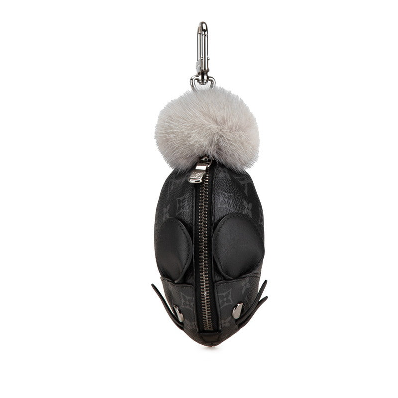 ルイ ヴィトン モノグラム エクリプス ポーチ LV ちんちら バッグチャーム コインケース M00962 ブラック PVC レザー レディース LOUIS VUITTON 【中古】
