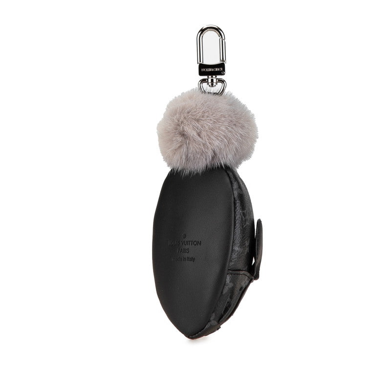 ルイ ヴィトン モノグラム エクリプス ポーチ LV ちんちら バッグチャーム コインケース M00962 ブラック PVC レザー レディース LOUIS VUITTON 【中古】