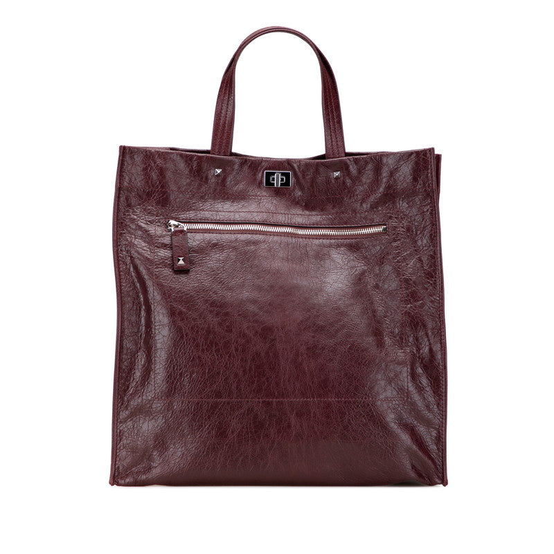ヴァレンティノ ロックスタッズ トートバッグ ハンドバッグ パープル レザー レディース VALENTINO 【中古】