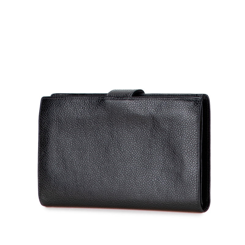 シャネル ココマーク 長財布 ブラック キャビアスキン レディース CHANEL 【中古】