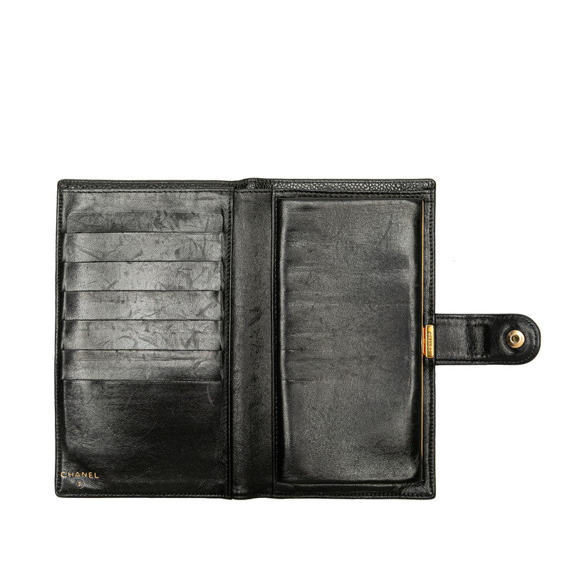 シャネル ココマーク 長財布 ブラック キャビアスキン レディース CHANEL 【中古】