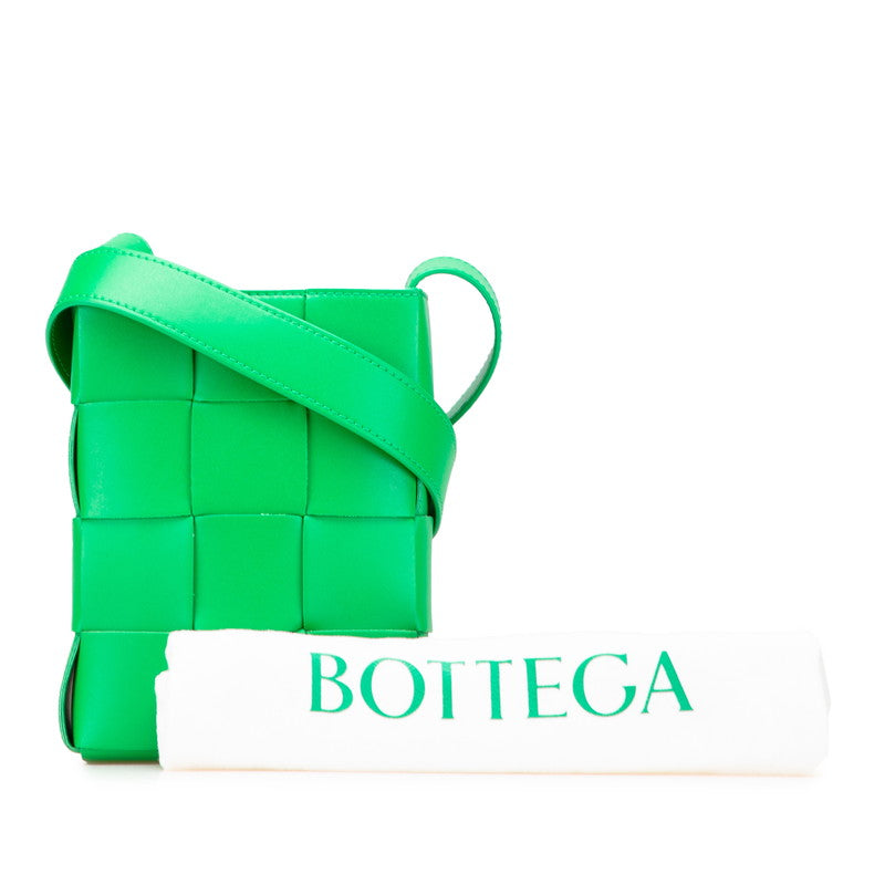 ボッテガヴェネタ マキシ イントレチャート カセット ショルダーバッグ パラキート グリーン レザー レディース BOTTEGAVENETA 【中古】