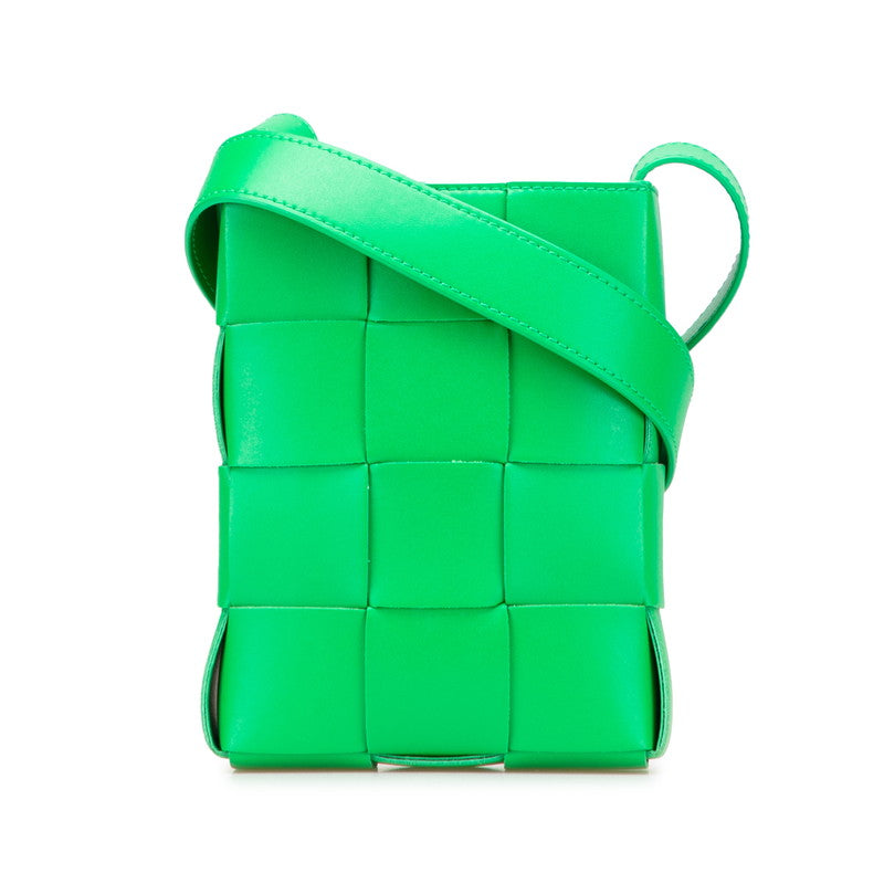 ボッテガヴェネタ マキシ イントレチャート カセット ショルダーバッグ パラキート グリーン レザー レディース BOTTEGAVENETA 【中古】