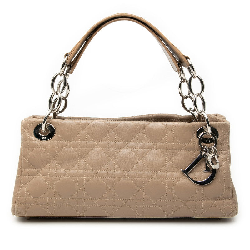 ディオール カナージュ レディディオール イーストウエスト ハンドバッグ チェーン ロゴチャーム ベージュ レザー レディース Dior 【中古】