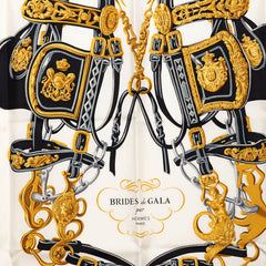 エルメス カレ90 式典用馬勒 Brides de Gala ブリッド ドゥ ガラ スカーフ ブラック ホワイト シルク レディース HERMES 【中古】