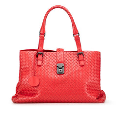 ボッテガヴェネタ イントレチャート ハンドバッグ トートバッグ レッド レザー レディース BOTTEGAVENETA 【中古】