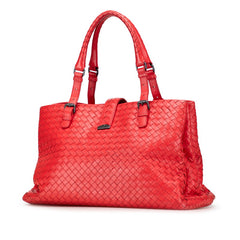 ボッテガヴェネタ イントレチャート ハンドバッグ トートバッグ レッド レザー レディース BOTTEGAVENETA 【中古】