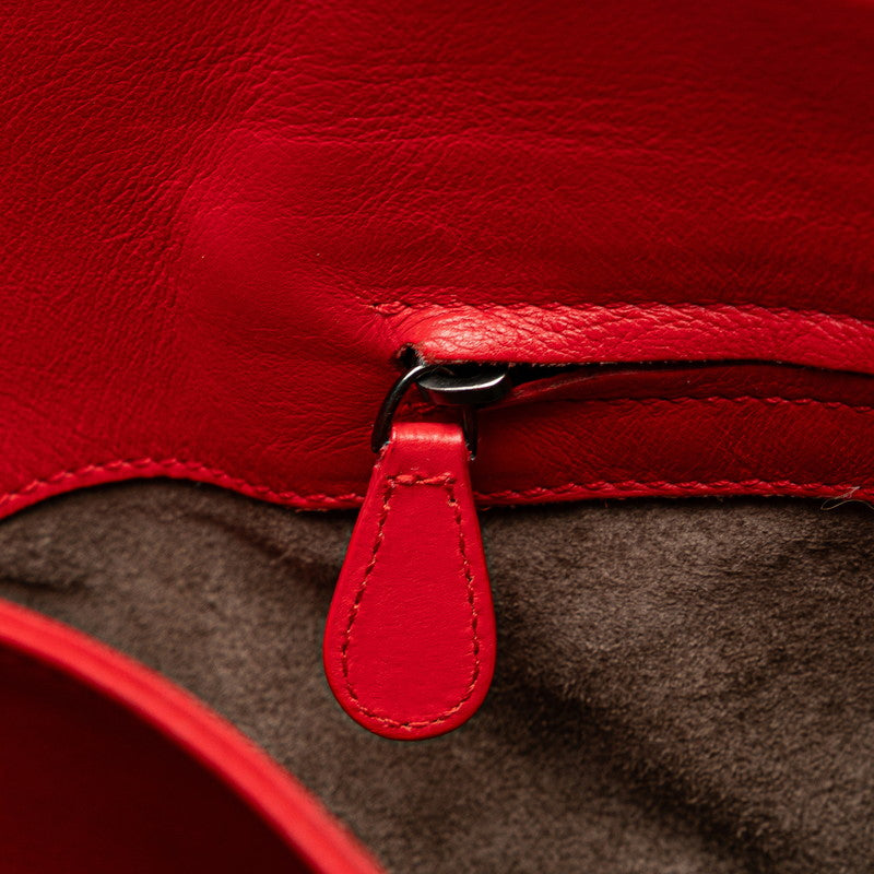 ボッテガヴェネタ イントレチャート ハンドバッグ トートバッグ レッド レザー レディース BOTTEGAVENETA 【中古】