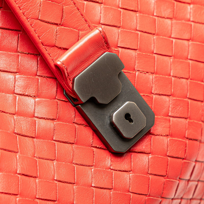 ボッテガヴェネタ イントレチャート ハンドバッグ トートバッグ レッド レザー レディース BOTTEGAVENETA 【中古】