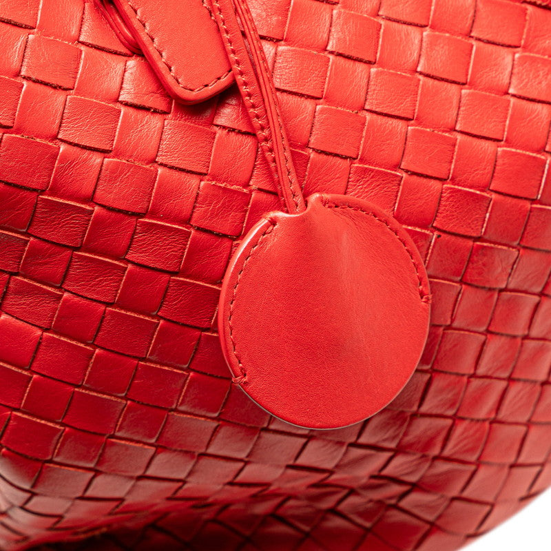 ボッテガヴェネタ イントレチャート ハンドバッグ トートバッグ レッド レザー レディース BOTTEGAVENETA 【中古】