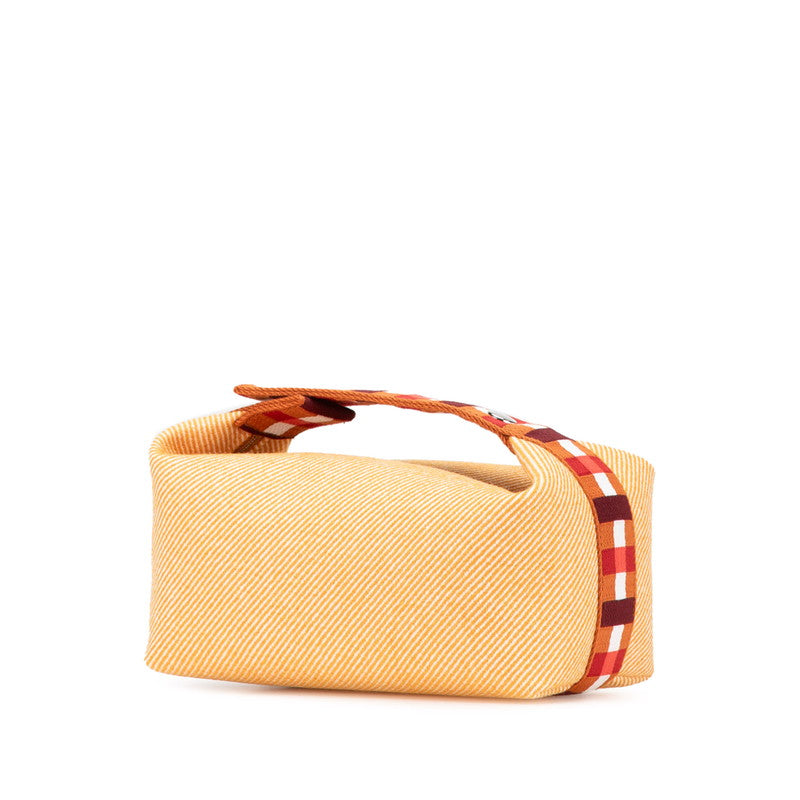 エルメス ブリッドアブラックPM ハンドバッグ オレンジ ブラウン ウール コットン レディース HERMES 【中古】