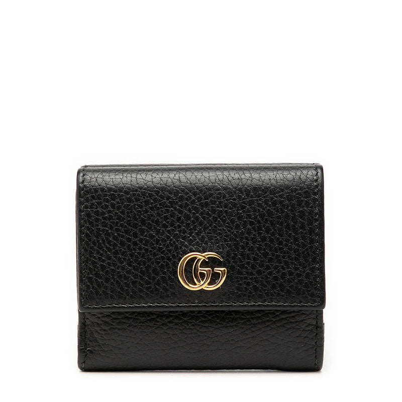 グッチ GGマ－モント 三つ折り財布 コンパクトウォレット 524672 ブラック レザー レディース GUCCI 【中古】
