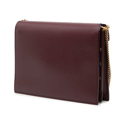 サンローラン カサンドラ YSLロゴ チェーン ショルダーバッグ 532750 ボルドー系 レザー レディース SAINT LAURENT 中古