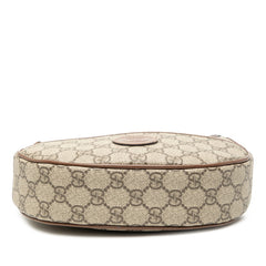 グッチ GGスプリーム ハーフムーンシェイプ ミニ ワンショルダーバッグ 726843 ベージュ ブラウン PVC レザー レディース GUCCI 【中古】