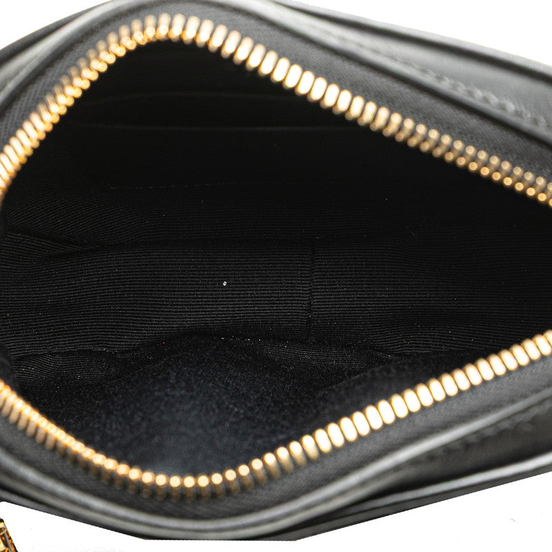 セリーヌ Cチャーム スモール 斜め掛け ショルダーバッグ カメラバッグ ブラック レザー レディース CELINE 【中古】