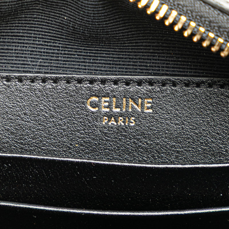 セリーヌ Cチャーム スモール 斜め掛け ショルダーバッグ カメラバッグ ブラック レザー レディース CELINE 【中古】