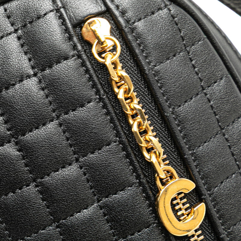 セリーヌ Cチャーム スモール 斜め掛け ショルダーバッグ カメラバッグ ブラック レザー レディース CELINE 【中古】