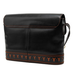 サンローラン ヴィンテージ Yカット 斜めかけ ショルダーバッグ ブラック ブラウン系 レザー レディース SAINT LAURENT 中古