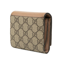 グッチ GGスプリーム GGマーモント 二つ折り財布 598587 ベージュ ブラウン PVC レザー レディース GUCCI 【中古】