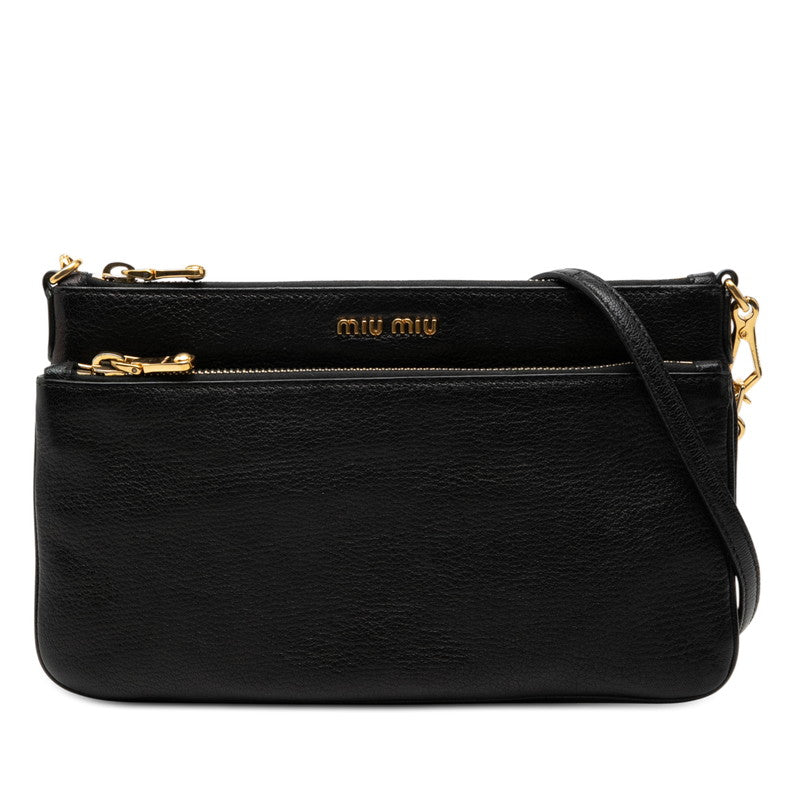 ミュウミュウ マドラス 斜め掛け ショルダーバッグ ブラック レザー レディース MIUMIU 【中古】