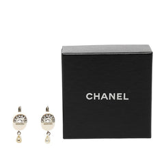 シャネル ロゴ ピアス シルバー ホワイト メタル ラインストーン レディース CHANEL 【中古】