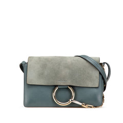 クロエ フェイ スモール 斜め掛け ショルダーバッグ ライトブルー スウェード レザー レディース Chloe 【中古】
