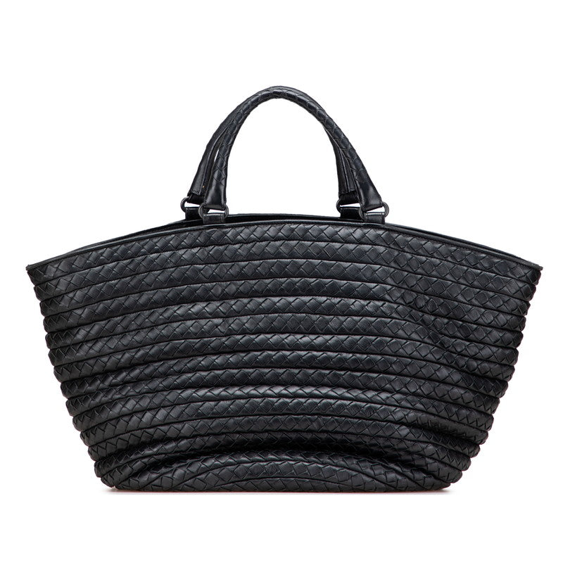 ボッテガヴェネタ イントレチャート トートバッグ ハンドバッグ ブラック レザー レディース BOTTEGAVENETA 【中古】
