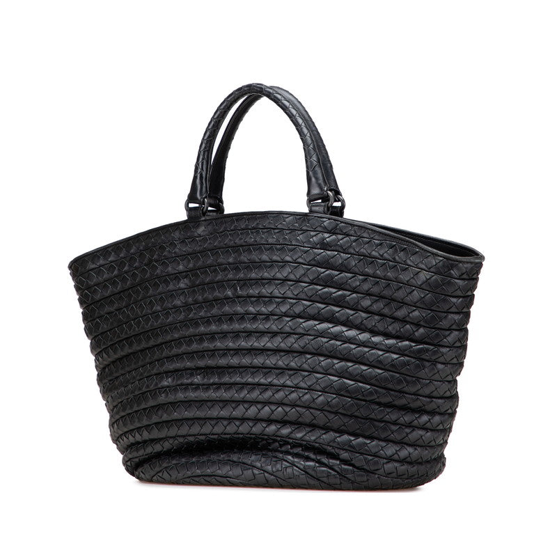 ボッテガヴェネタ イントレチャート トートバッグ ハンドバッグ ブラック レザー レディース BOTTEGAVENETA 【中古】