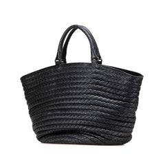 ボッテガヴェネタ イントレチャート トートバッグ ハンドバッグ ブラック レザー レディース BOTTEGAVENETA 【中古】