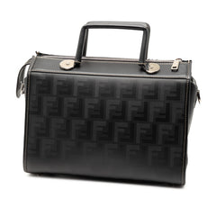 フェンディ ズッカ ソフトトランク ハンドバッグ ミニボストンバッグ 7VA571 ブラック PVC レザー レディース FENDI 【中古】