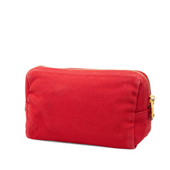 プラダ カナパ ロゴ ポーチ 1NA693 レッド キャンバス レディース PRADA 【中古】
