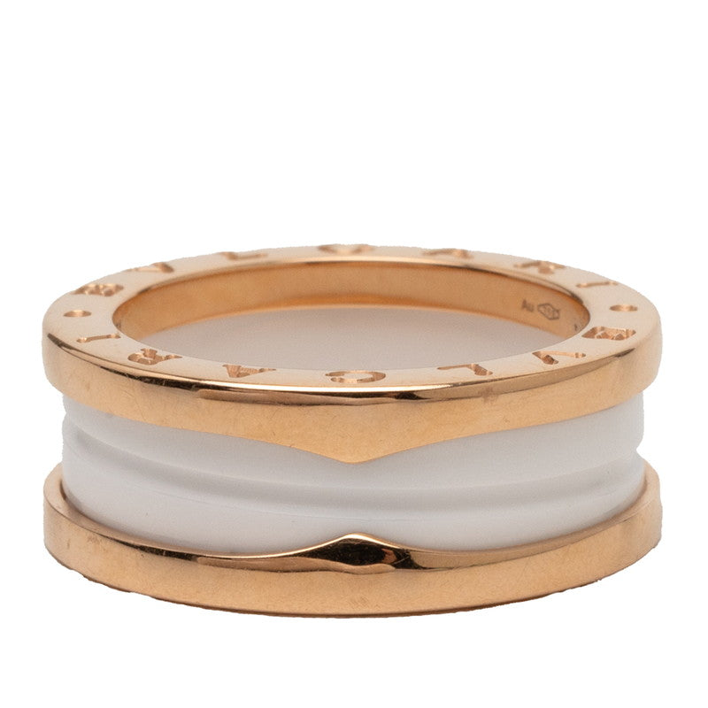 ブルガリ ビー ゼロワン リング 指輪 #53 ホワイトセラミック K18YG イエローゴールド Au 750 レディース BVLGARI 【中古】