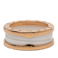 ブルガリ ビー ゼロワン リング 指輪 #53 ホワイトセラミック K18YG イエローゴールド Au 750 レディース BVLGARI 【中古】