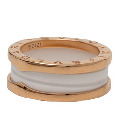 ブルガリ ビー ゼロワン リング 指輪 #53 ホワイトセラミック K18YG イエローゴールド Au 750 レディース BVLGARI 【中古】