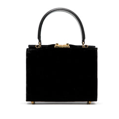 フェンディ スクエアバッグ ハンドバッグ ブラック ベロア レザー レディース FENDI 【中古】